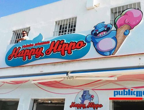 Rótulo ‘Heladería Happy hippo’